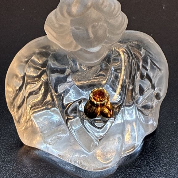 Fenton Glass Angel Figurine w Topaz November Birthday Stone - Picture 4 of 7